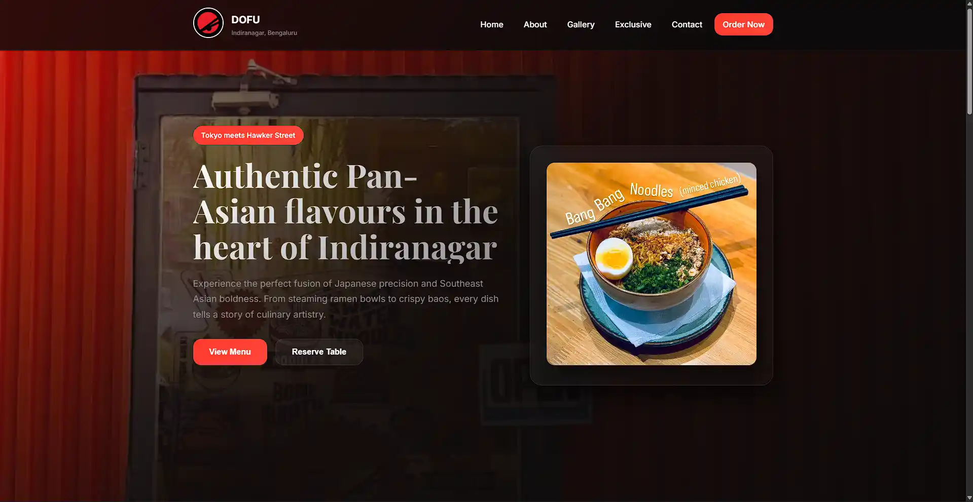 DOFU Japanese restaurant website — modern restaurant site designed and developed by NAFROK