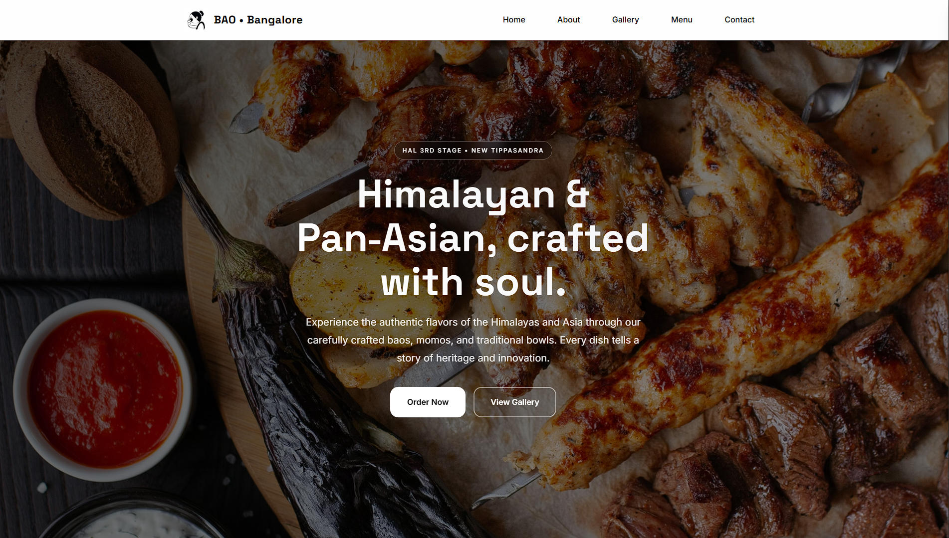 Bao Bangalore cafe website - Modern cafe and restaurant website by A H Khan